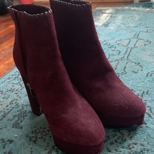 Marc Fisher Maroon Platform Ankle Booties